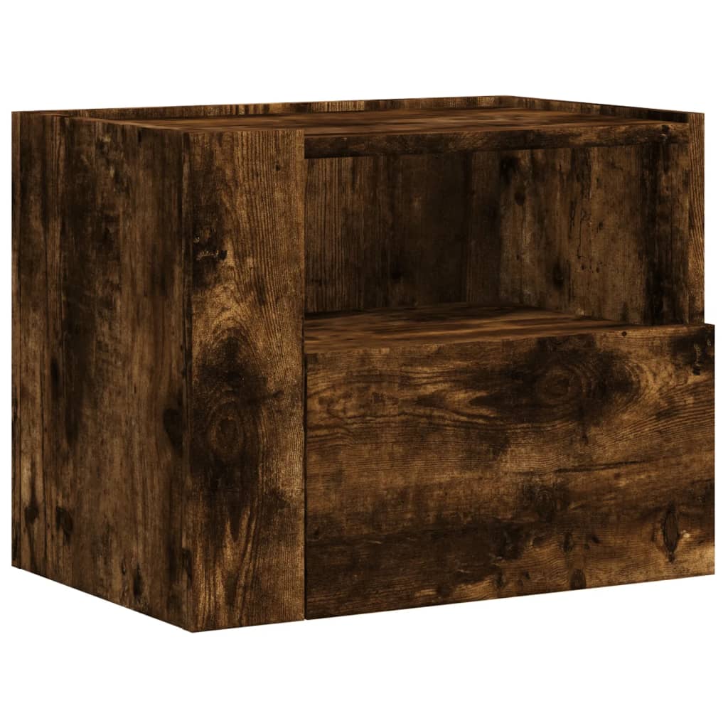 Wall-mounted Bedside Cabinet Smoked Oak 45x30x35 cm