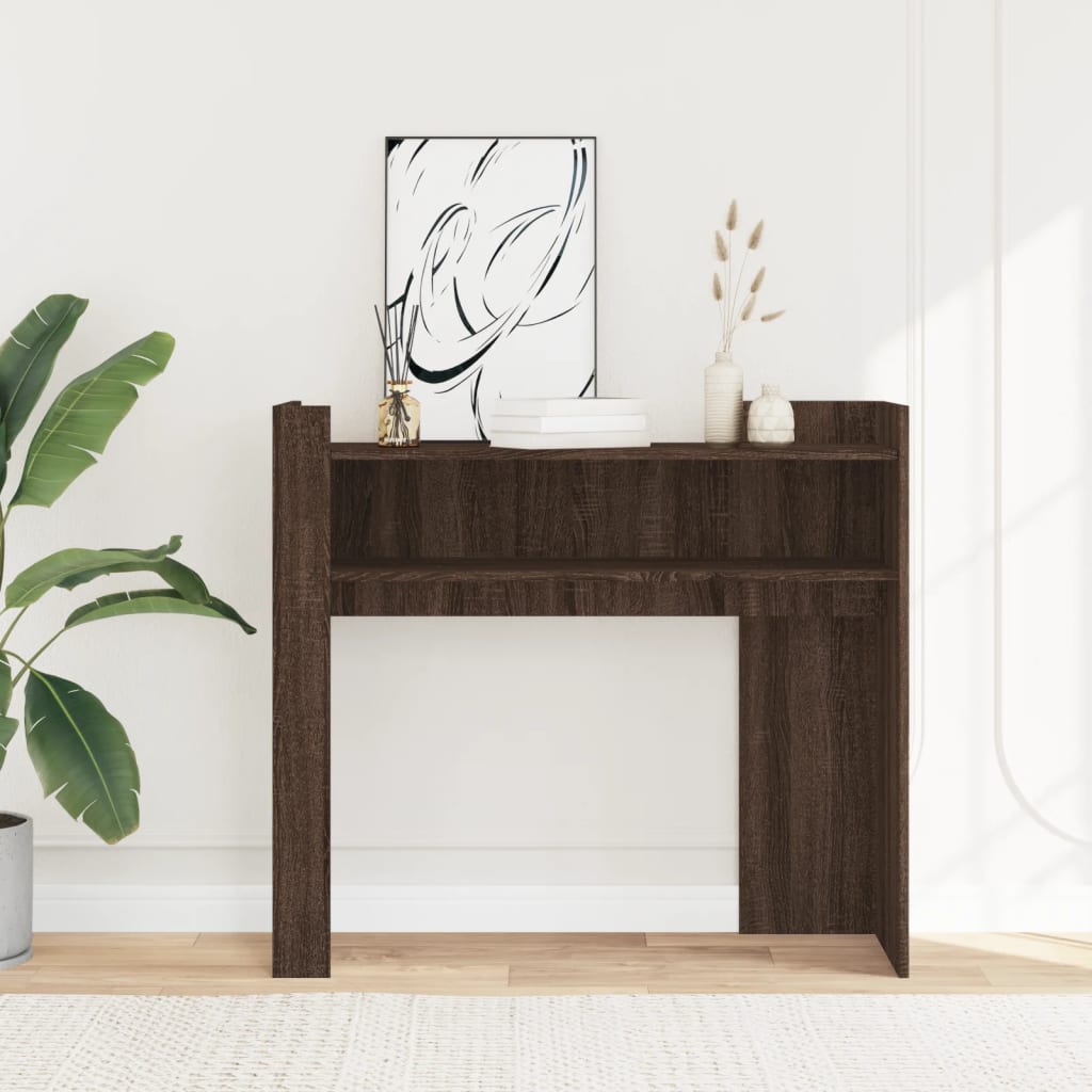 Console Table Brown Oak 100x35x90 cm Engineered Wood