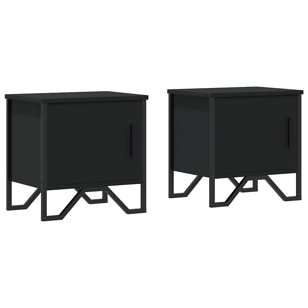 Bedside Cabinets 2 pcs Black 40x30x40 cm Engineered Wood
