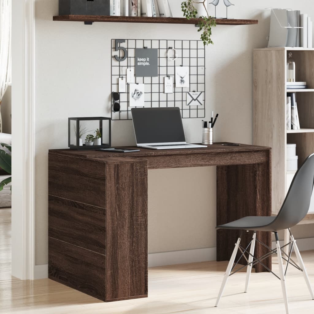 Office Desk Brown Oak 123.5x73.5x75 cm Engineered Wood