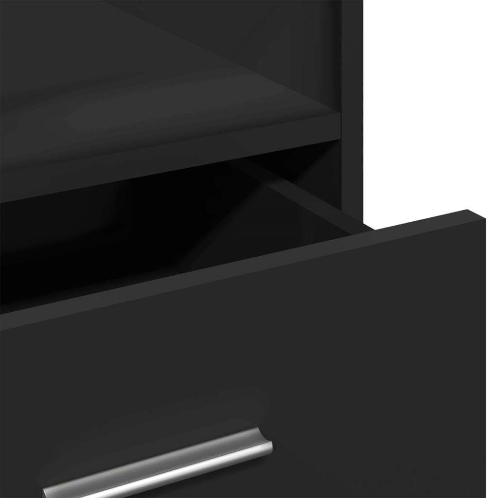 Lectern with Wheels & Drawer Black 55x55x107 cm Engineered Wood