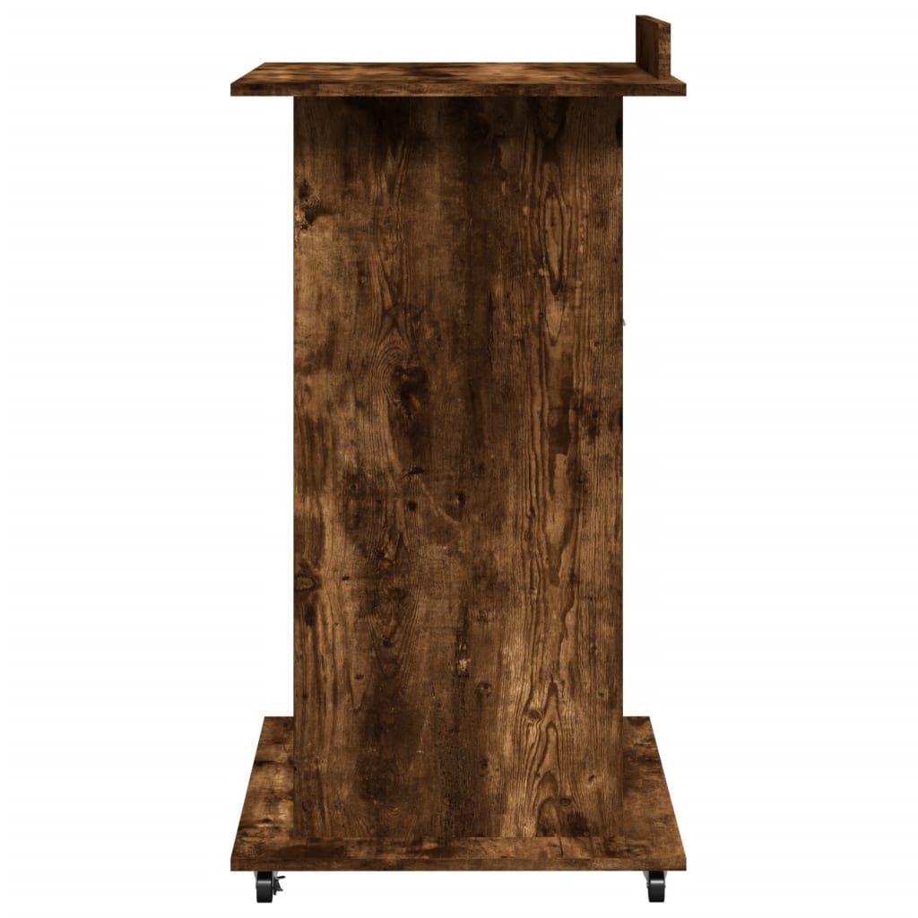 Lectern with Wheels & Drawer Smoked Oak 55x55x107 cm Engineered Wood