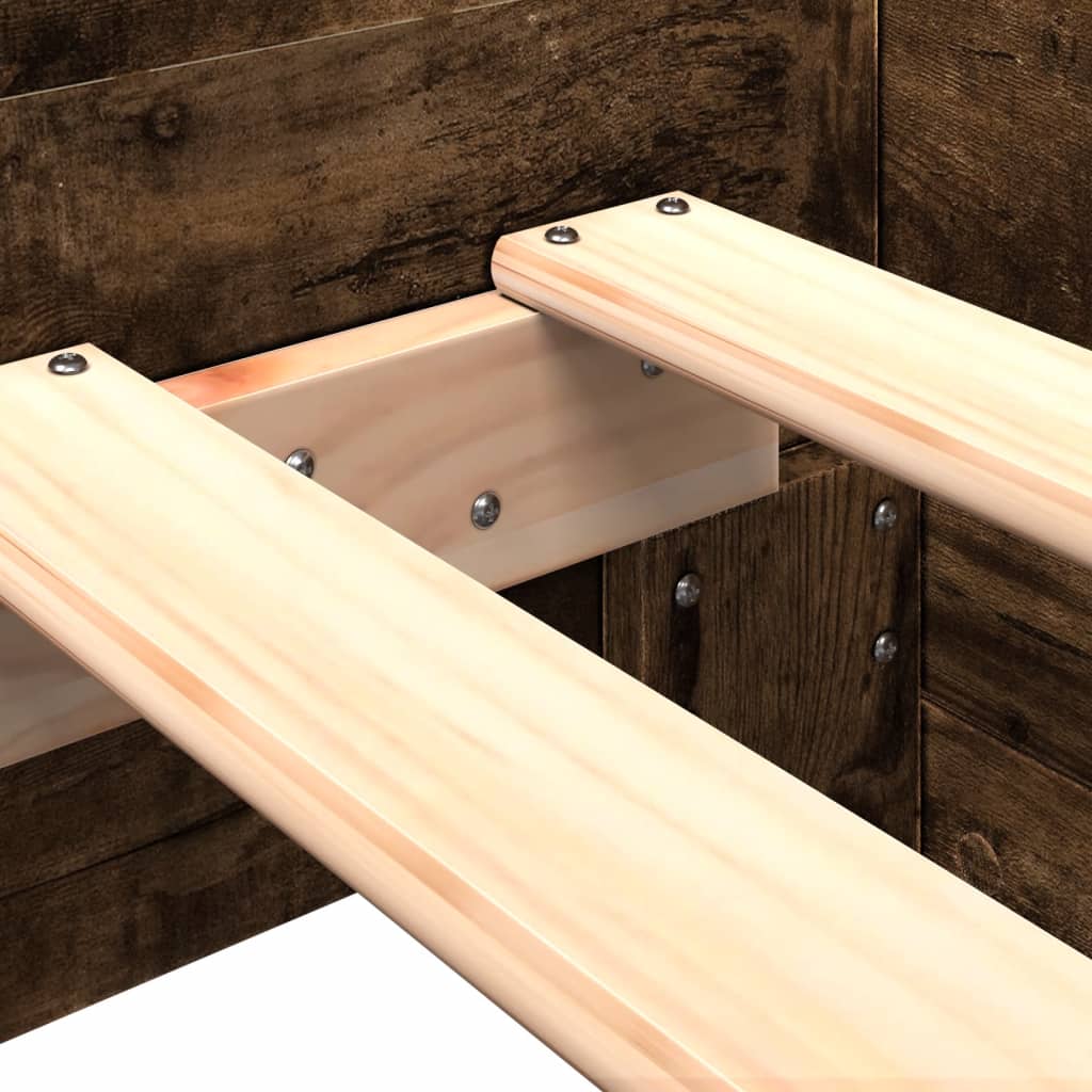 Bed Frame without Mattress Smoked Oak 75x190 cm Small Single Engineered Wood