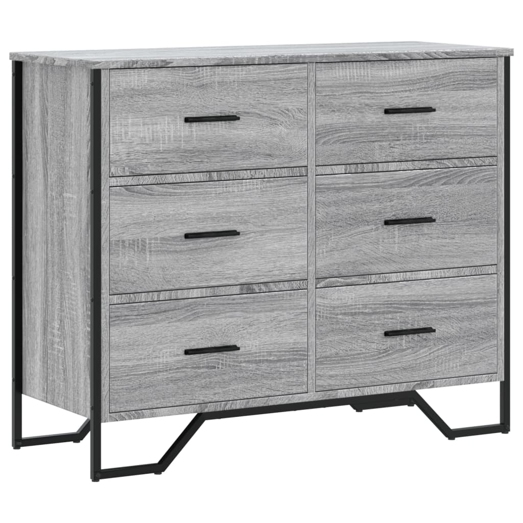 Chest of Drawers Grey Sonoma 91x35.5x74.5 cm Engineered wood