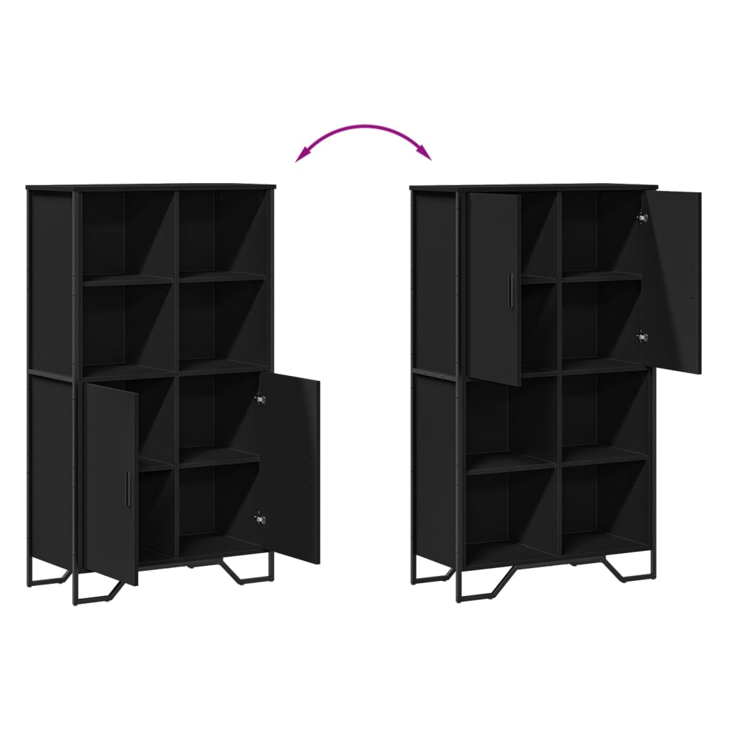 Highboard Black 79.5x35.5x137.5 cm Engineered wood