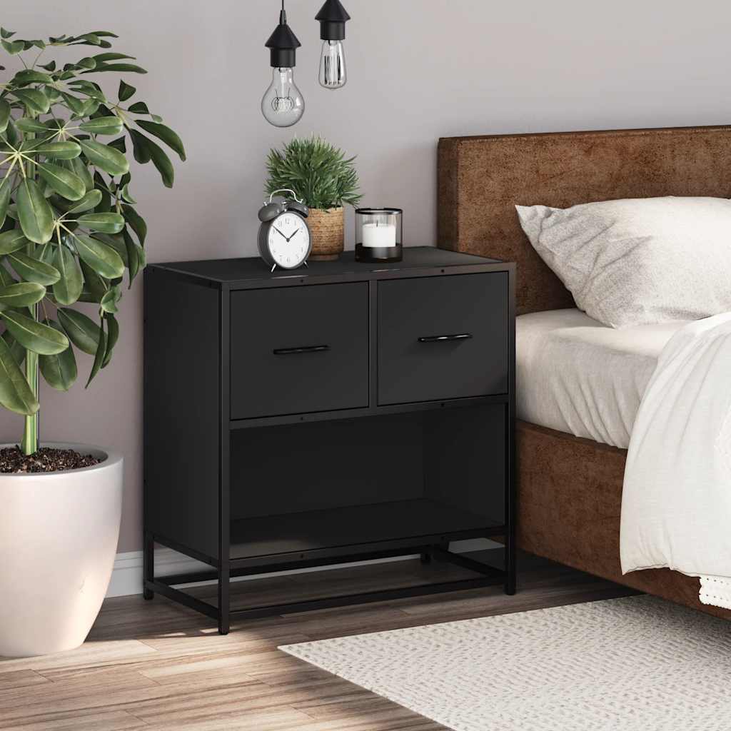 Bedside Cabinet Black 60x31x60 cm Engineered Wood and Metal
