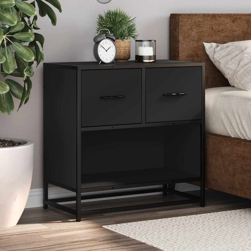 Bedside Cabinet Black 60x31x60 cm Engineered Wood and Metal