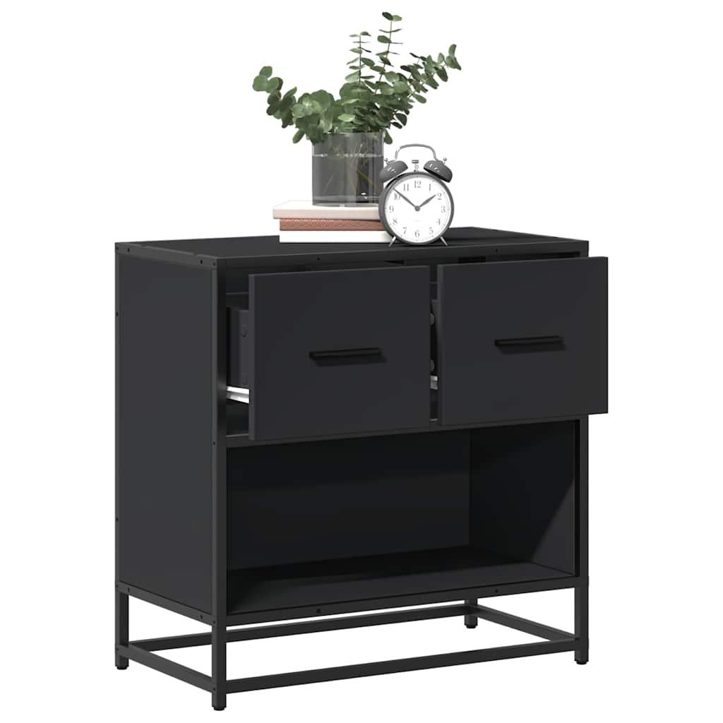 Bedside Cabinet Black 60x31x60 cm Engineered Wood and Metal