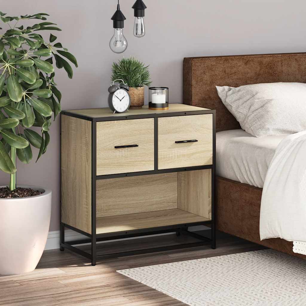 Bedside Cabinet Sonoma Oak 60x31x60 cm Engineered Wood and Metal