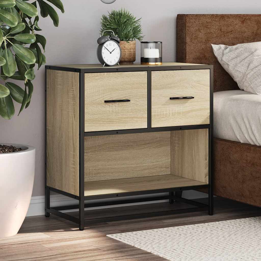 Bedside Cabinet Sonoma Oak 60x31x60 cm Engineered Wood and Metal
