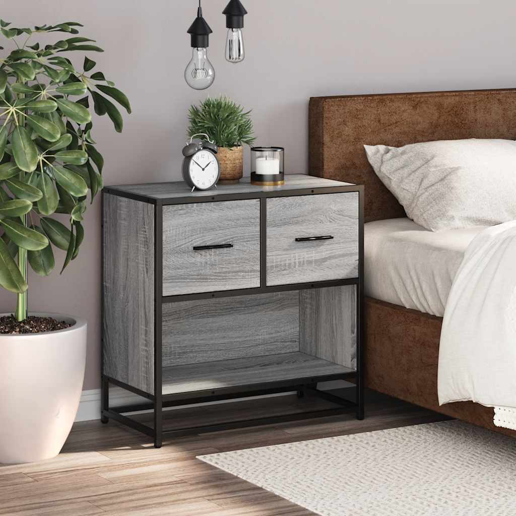 Bedside Cabinet Grey Sonoma 60x31x60 cm Engineered Wood and Metal