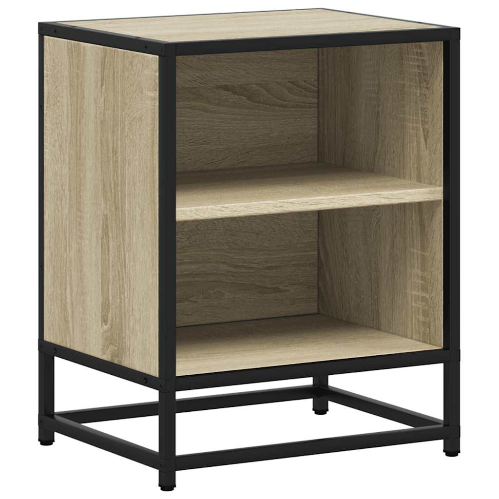 Bedside Cabinet Sonoma Oak 40x31x50 cm Engineered Wood and Metal