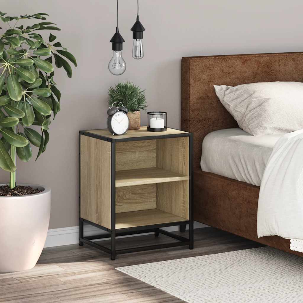 Bedside Cabinet Sonoma Oak 40x31x50 cm Engineered Wood and Metal