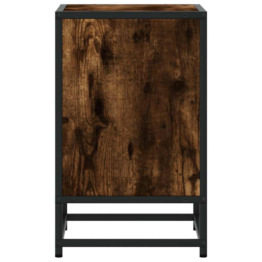 Bedside Cabinet Smoked Oak 40x31x50 cm Engineered Wood and Metal