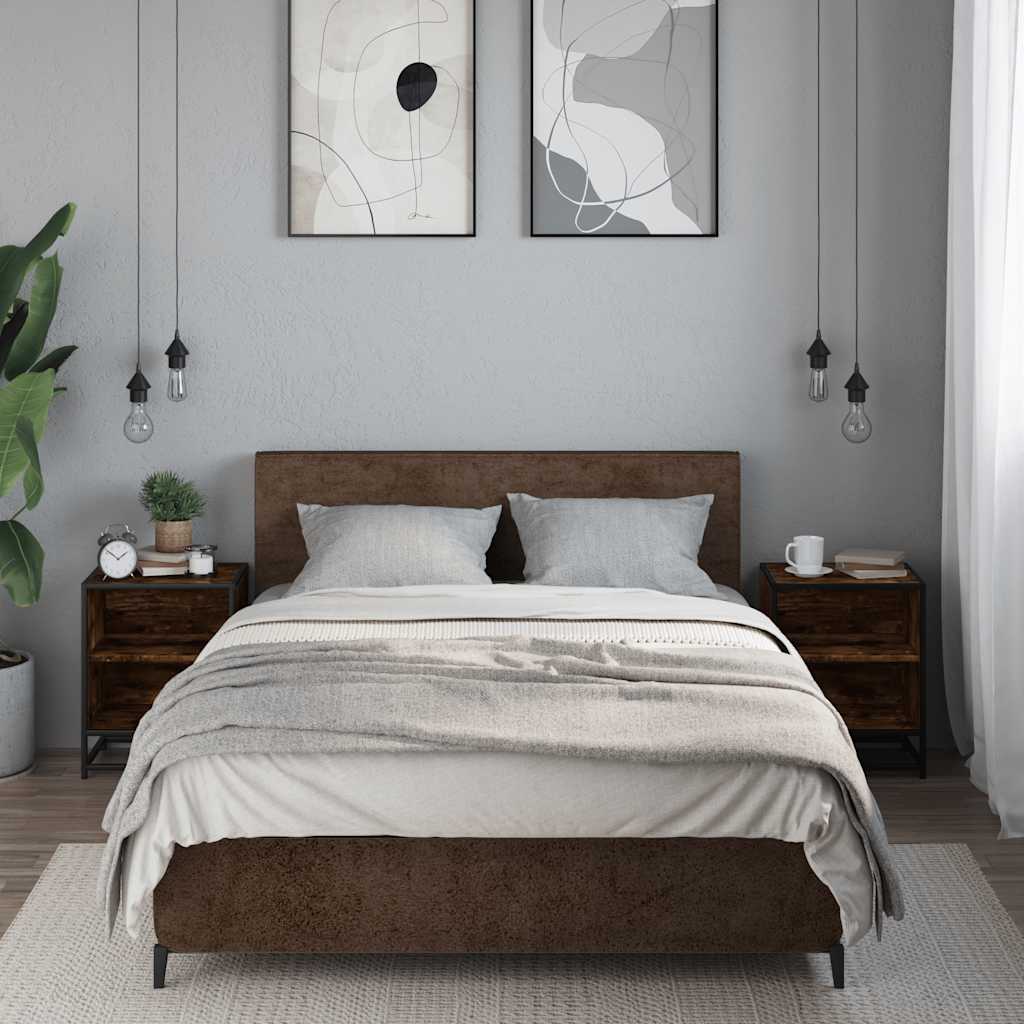 Bedside Cabinets 2 pcs Smoked Oak 40x31x50 cm Engineered Wood and Metal