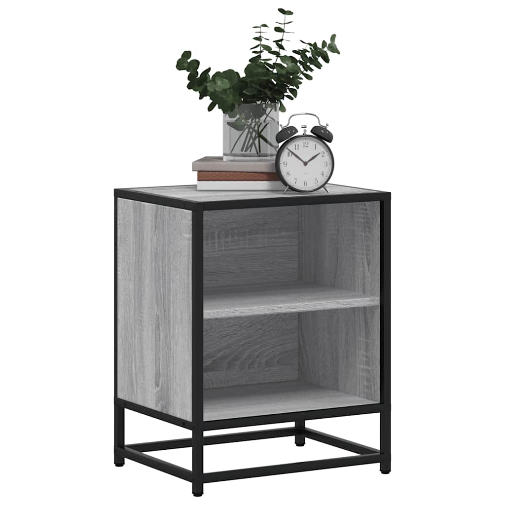 Bedside Cabinet Grey Sonoma 40x31x50 cm Engineered Wood and Metal