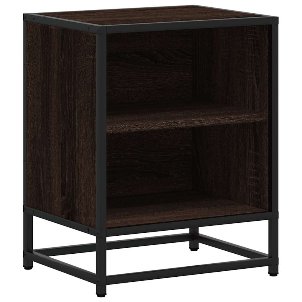 Bedside Cabinet Brown Oak 40x31x50 cm Engineered Wood and Metal
