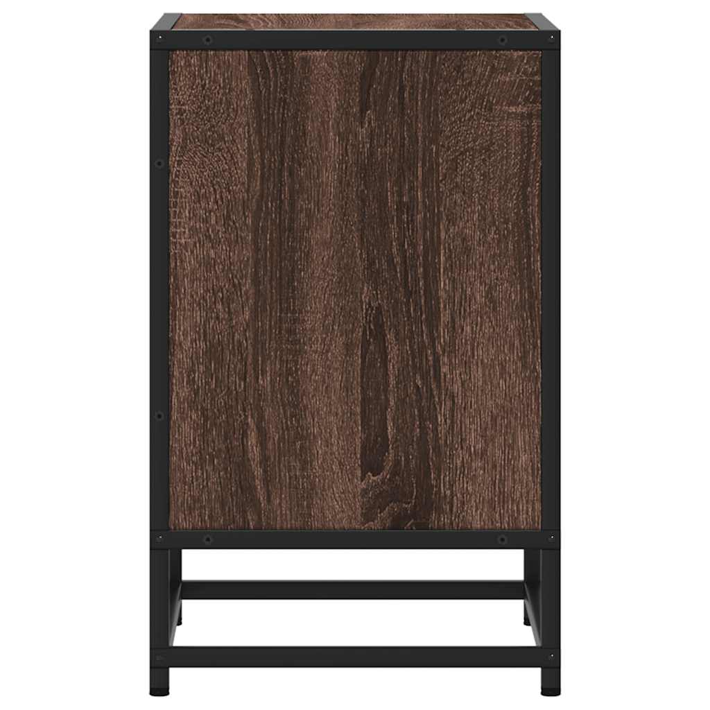 Bedside Cabinet Brown Oak 40x31x50 cm Engineered Wood and Metal