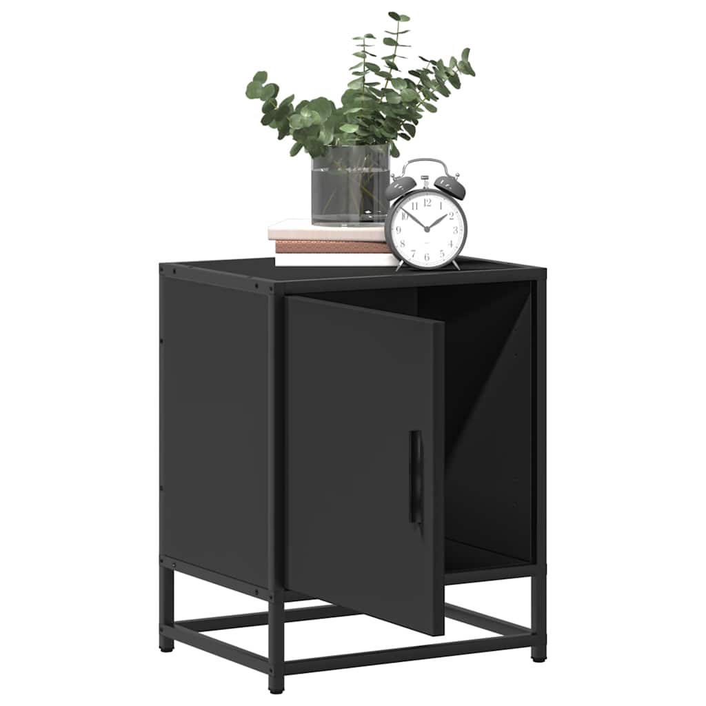 Bedside Cabinet Black 40x31x50 cm Engineered Wood and Metal