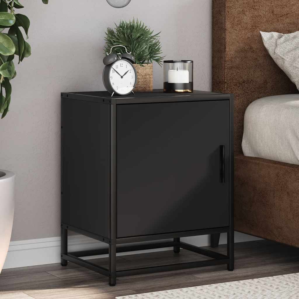Bedside Cabinet Black 40x31x50 cm Engineered Wood and Metal