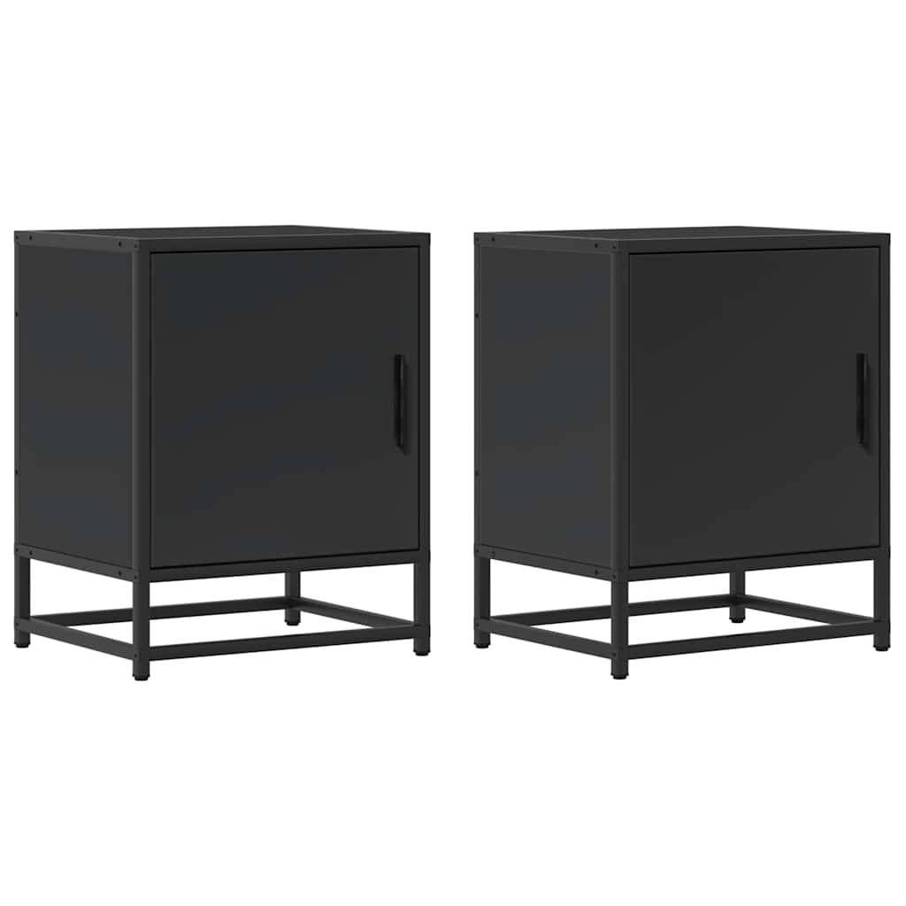 Bedside Cabinets 2 pcs Black 40x31x50 cm Engineered Wood and Metal