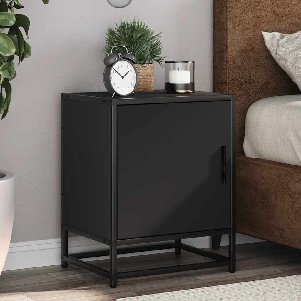 Bedside Cabinets 2 pcs Black 40x31x50 cm Engineered Wood and Metal