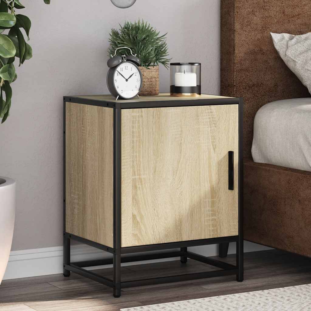 Bedside Cabinet Sonoma Oak 40x31x50 cm Engineered Wood and Metal