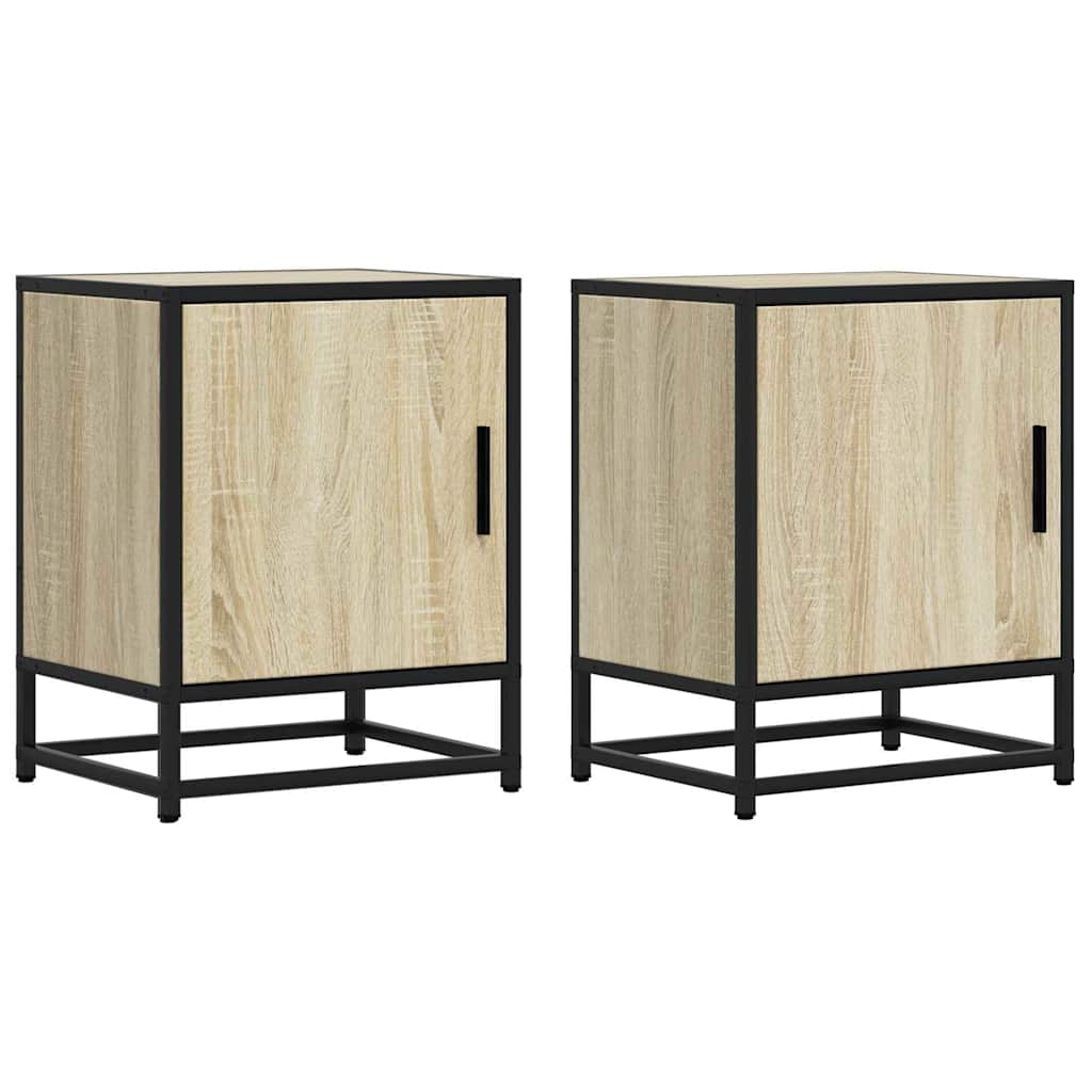 Bedside Cabinets 2 pcs Sonoma Oak 40x31x50 cm Engineered Wood and Metal