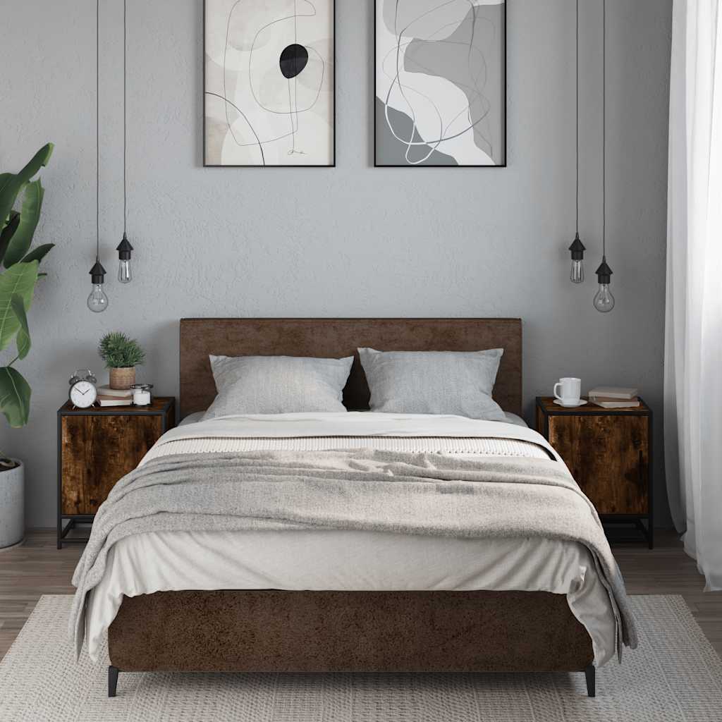 Bedside Cabinets 2 pcs Smoked Oak 40x31x50 cm Engineered Wood and Metal