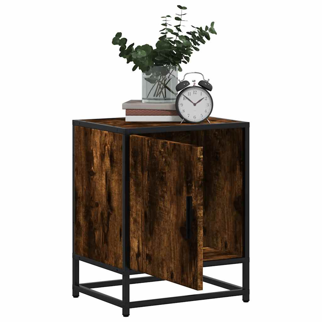 Bedside Cabinets 2 pcs Smoked Oak 40x31x50 cm Engineered Wood and Metal