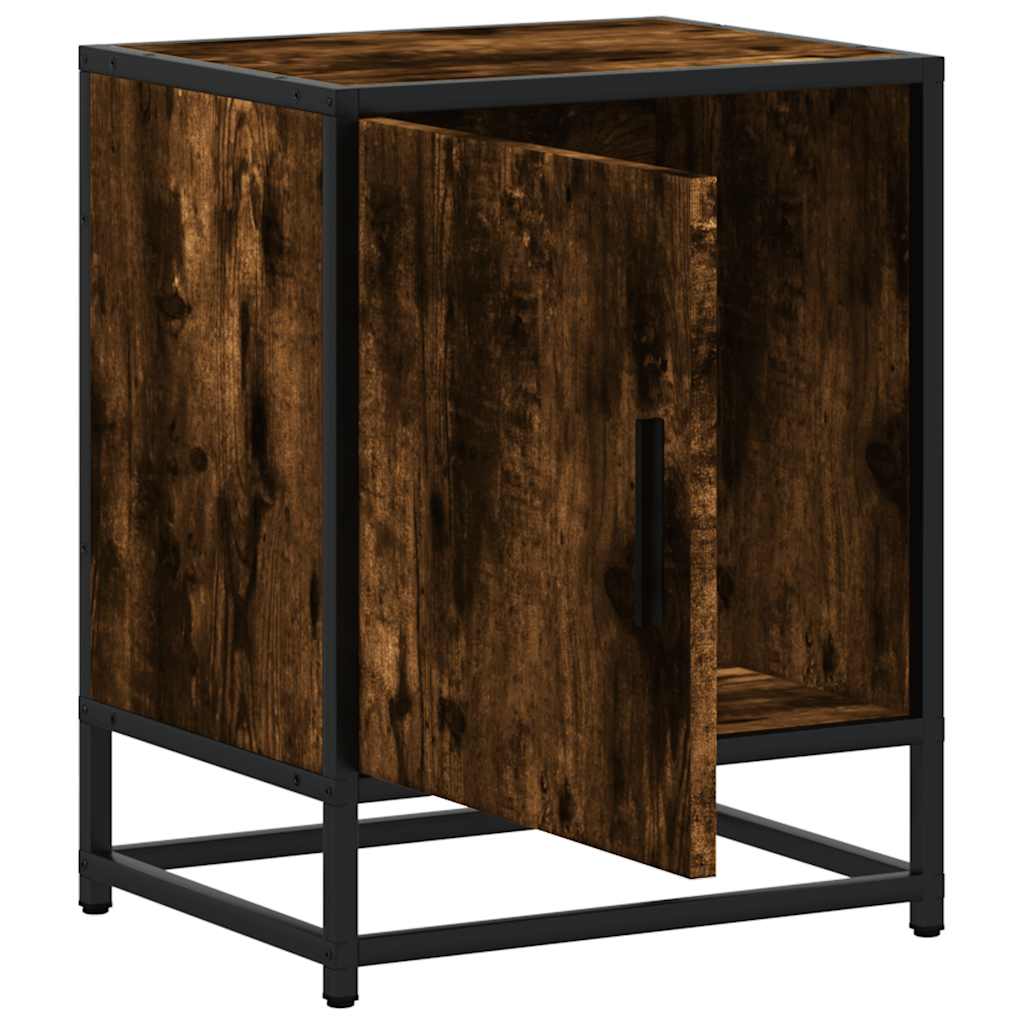 Bedside Cabinets 2 pcs Smoked Oak 40x31x50 cm Engineered Wood and Metal