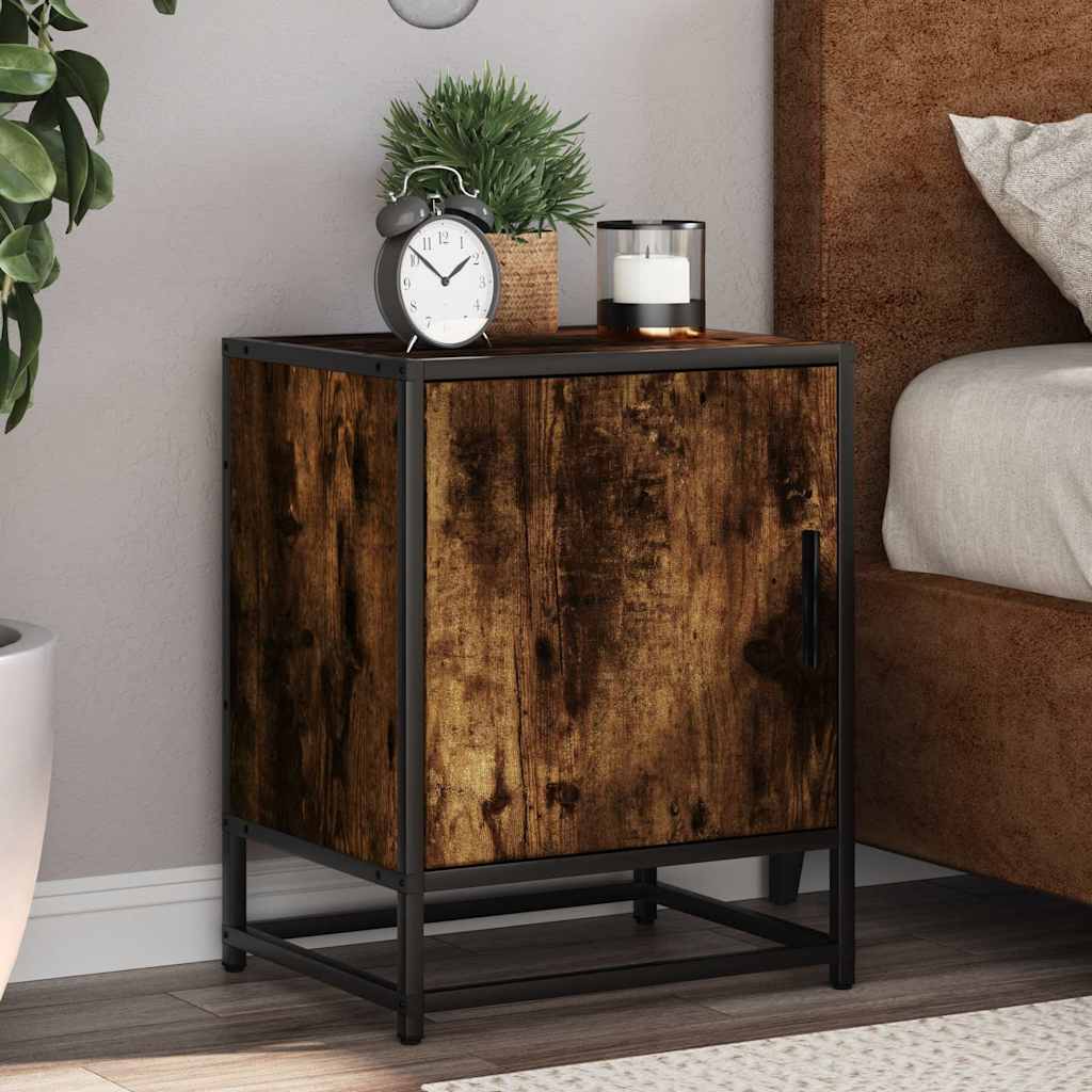 Bedside Cabinets 2 pcs Smoked Oak 40x31x50 cm Engineered Wood and Metal
