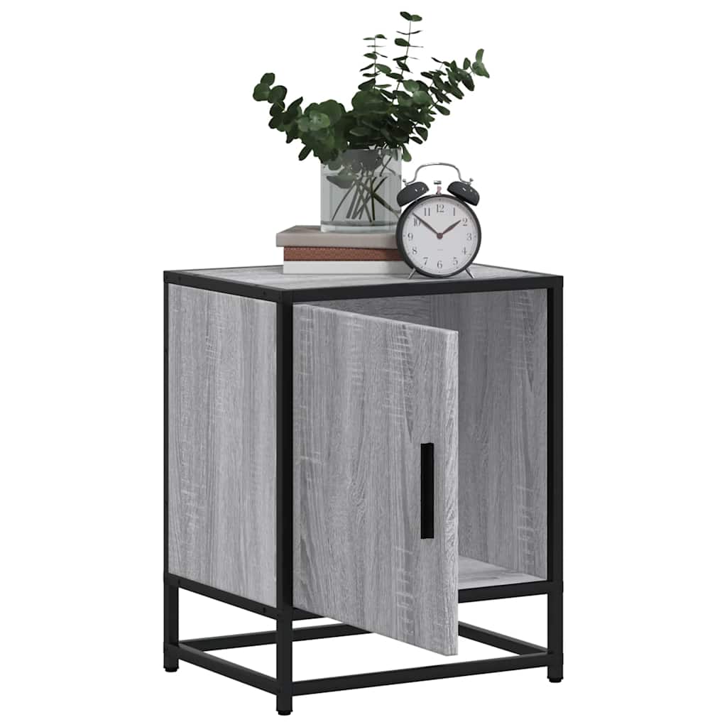 Bedside Cabinet Grey Sonoma 40x31x50 cm Engineered Wood and Metal