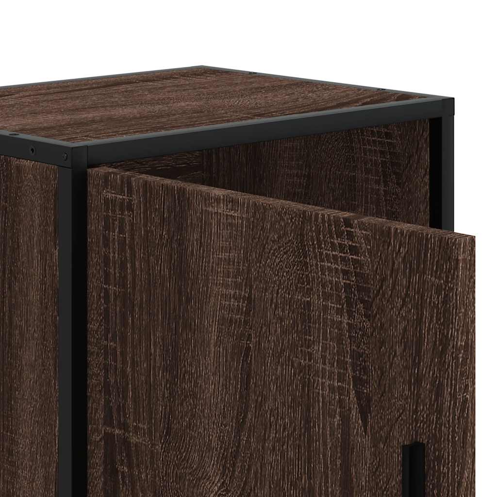Bedside Cabinet Brown Oak 40x31x50 cm Engineered Wood and Metal
