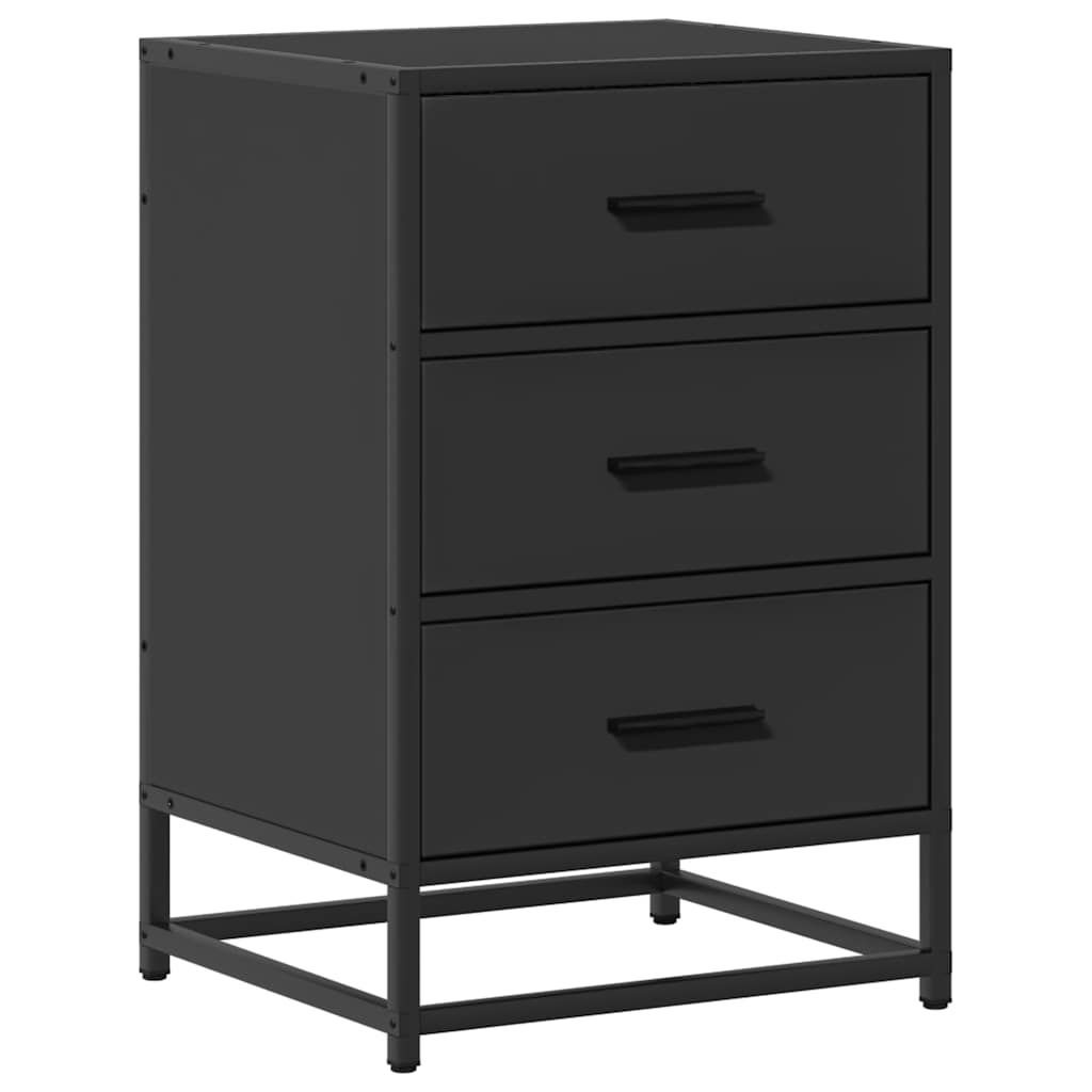 Bedside Cabinet Black 40x34.5x60 cm Engineered Wood and Metal