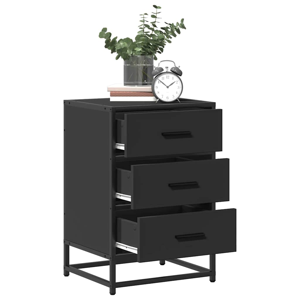 Bedside Cabinet Black 40x34.5x60 cm Engineered Wood and Metal