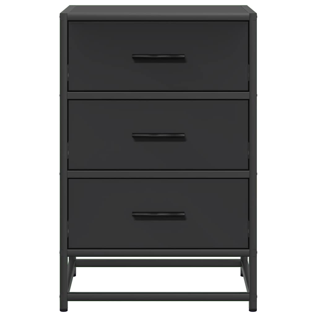 Bedside Cabinet Black 40x34.5x60 cm Engineered Wood and Metal