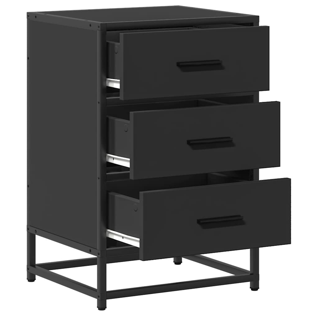 Bedside Cabinet Black 40x34.5x60 cm Engineered Wood and Metal