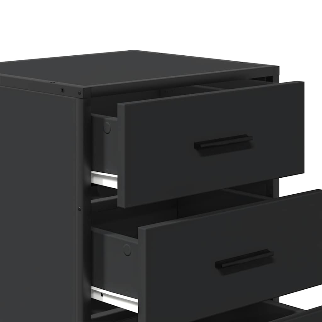 Bedside Cabinet Black 40x34.5x60 cm Engineered Wood and Metal