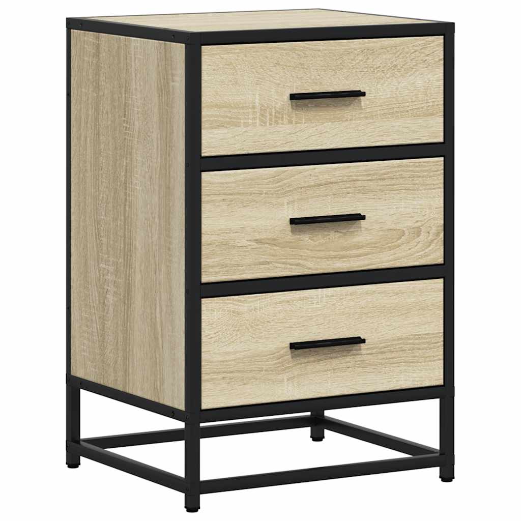Bedside Cabinet Sonoma Oak 40x34.5x60 cm Engineered Wood and Metal