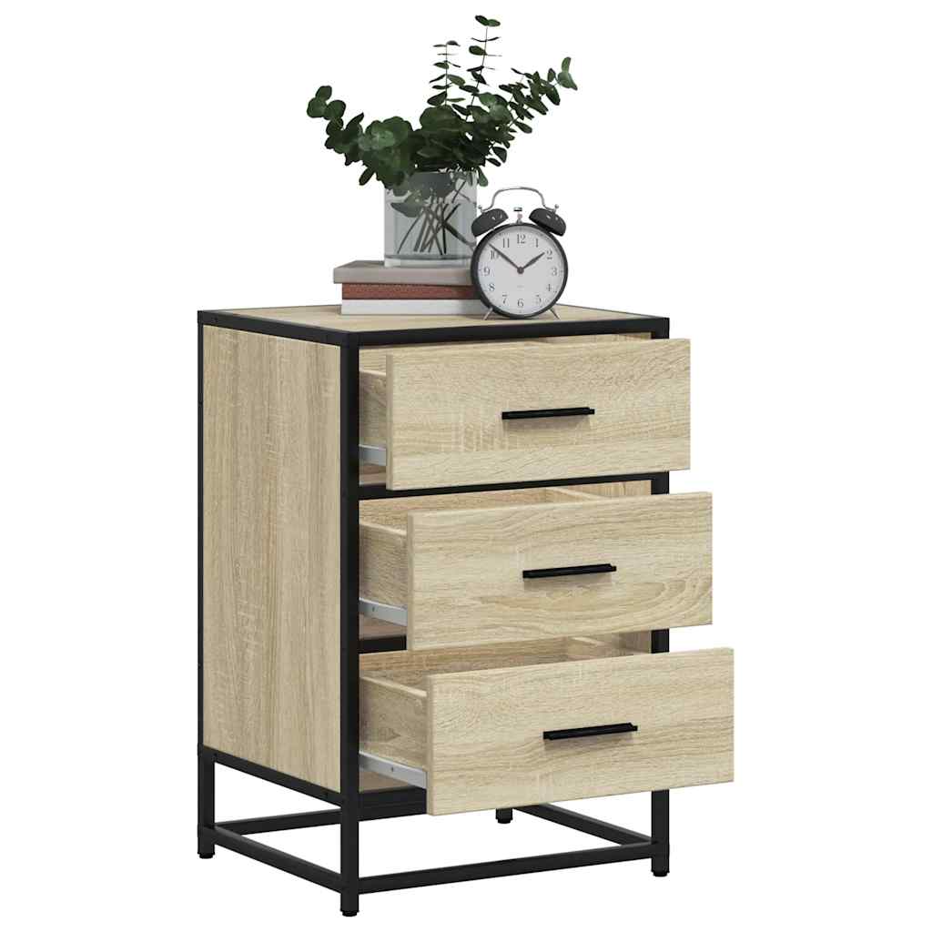 Bedside Cabinet Sonoma Oak 40x34.5x60 cm Engineered Wood and Metal