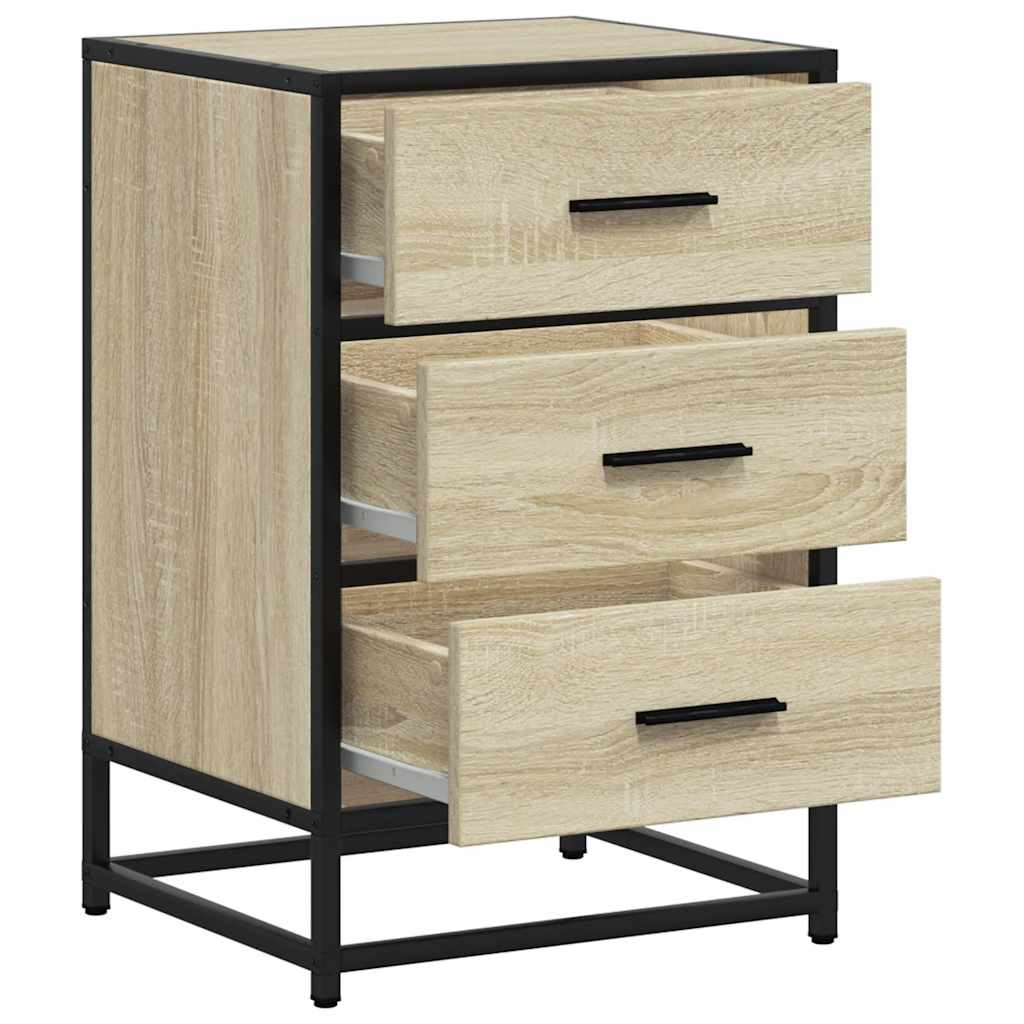 Bedside Cabinet Sonoma Oak 40x34.5x60 cm Engineered Wood and Metal