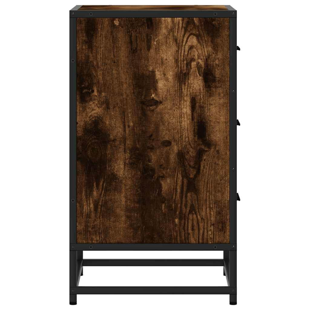 Bedside Cabinet Smoked Oak 40x34.5x60 cm Engineered Wood and Metal