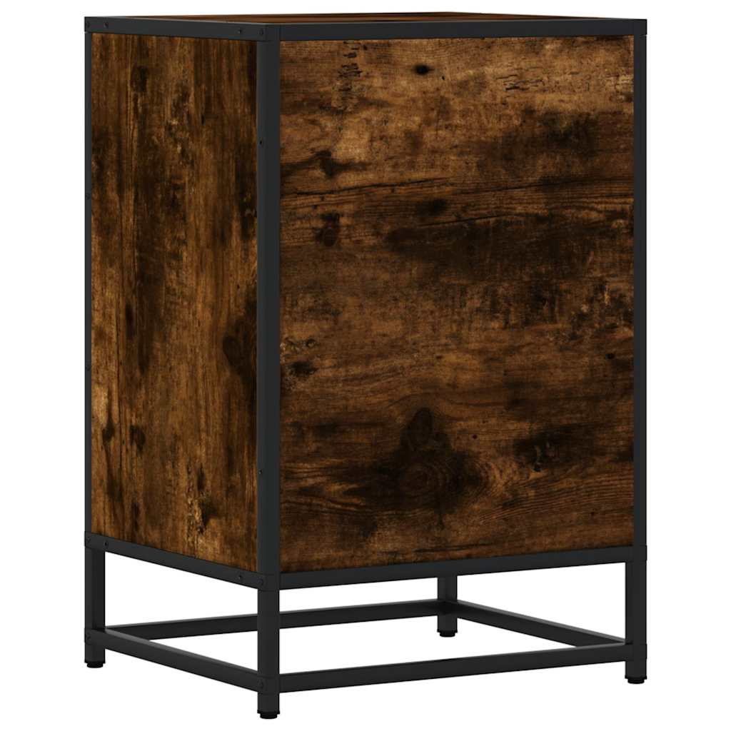 Bedside Cabinet Smoked Oak 40x34.5x60 cm Engineered Wood and Metal
