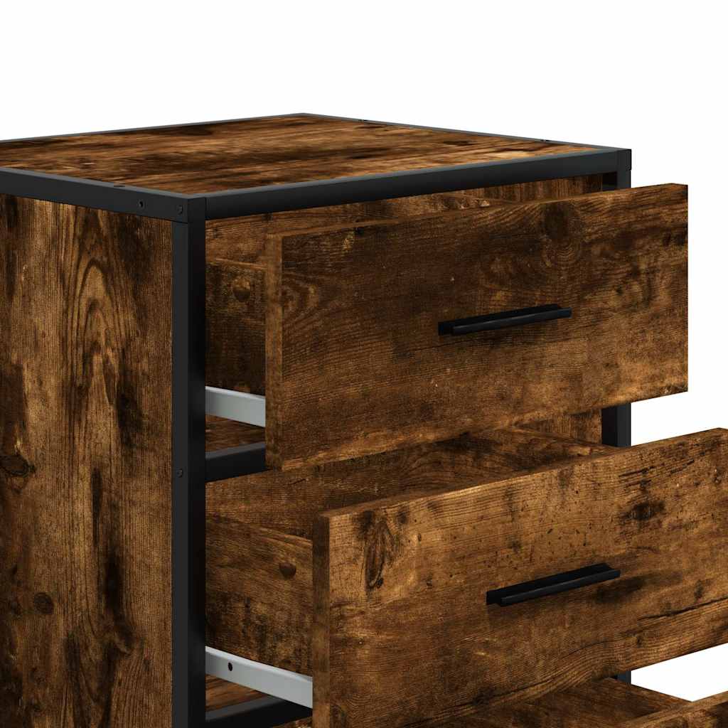 Bedside Cabinet Smoked Oak 40x34.5x60 cm Engineered Wood and Metal