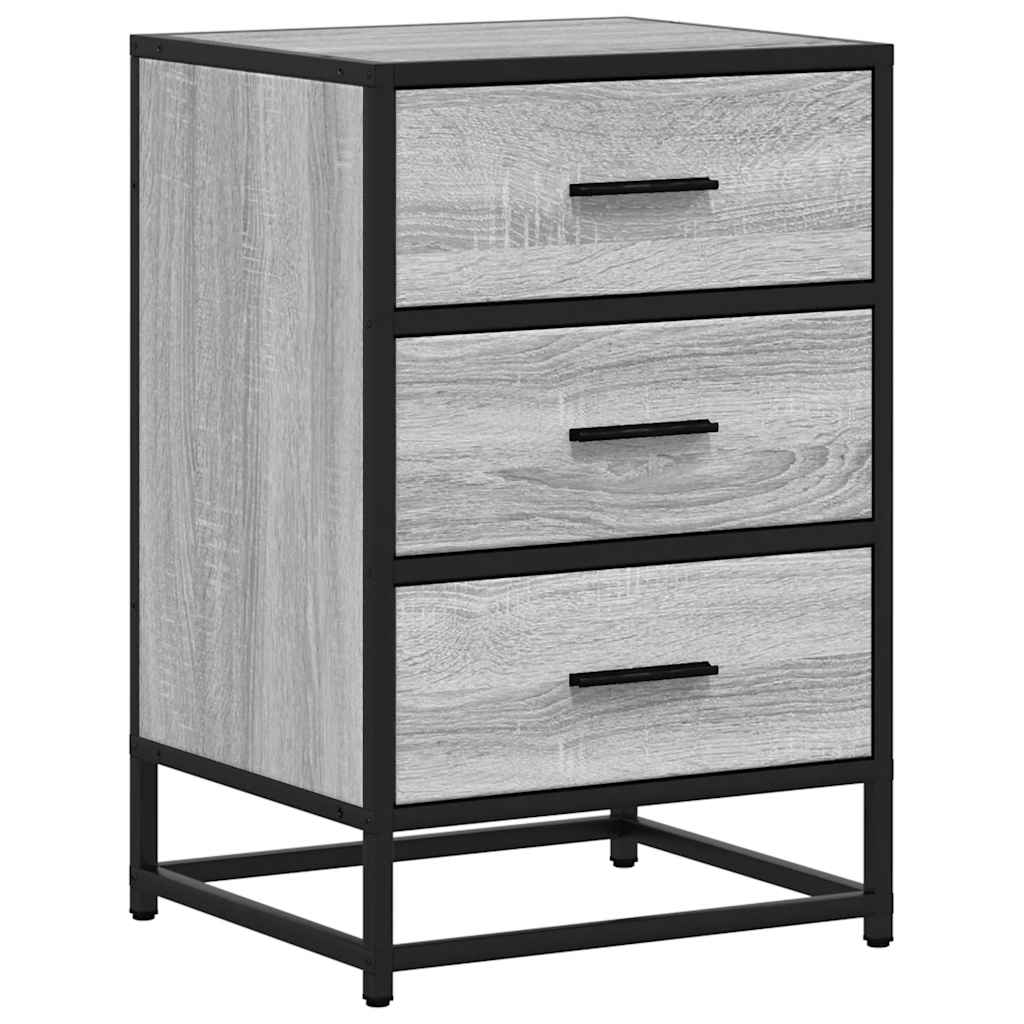 Bedside Cabinet Grey Sonoma 40x34.5x60 cm Engineered Wood and Metal