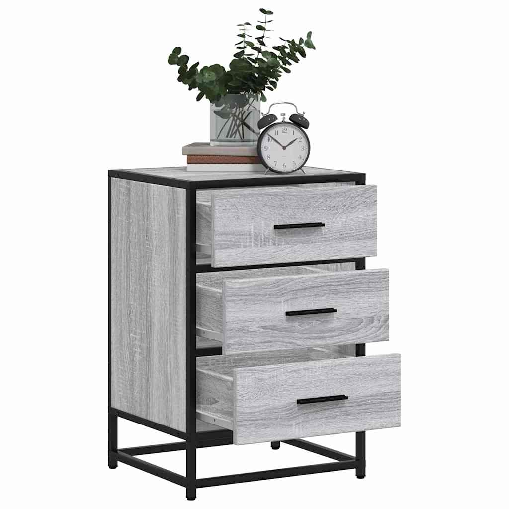 Bedside Cabinet Grey Sonoma 40x34.5x60 cm Engineered Wood and Metal