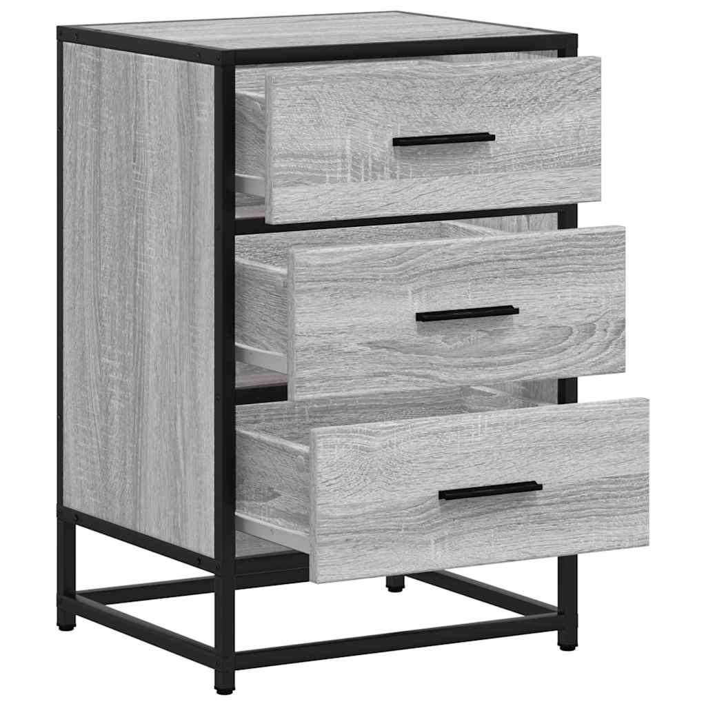 Bedside Cabinet Grey Sonoma 40x34.5x60 cm Engineered Wood and Metal