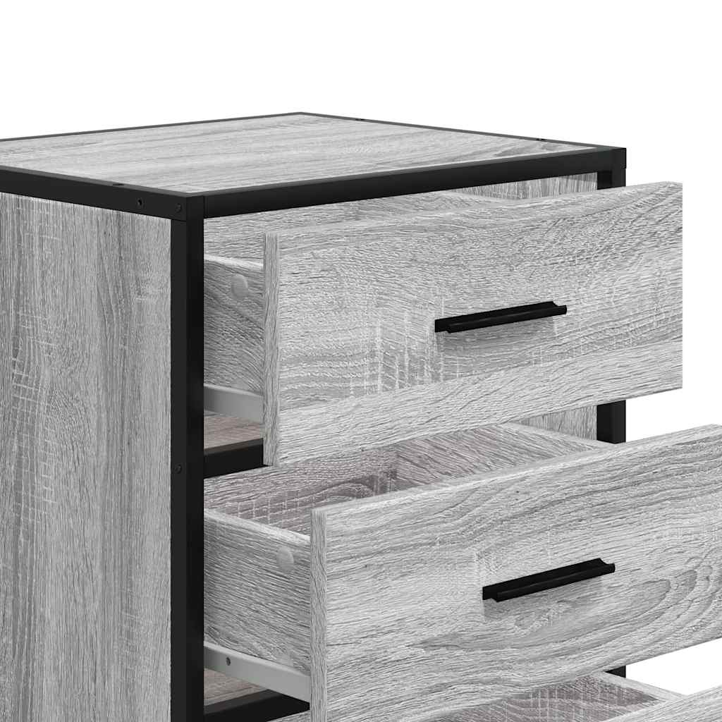 Bedside Cabinet Grey Sonoma 40x34.5x60 cm Engineered Wood and Metal