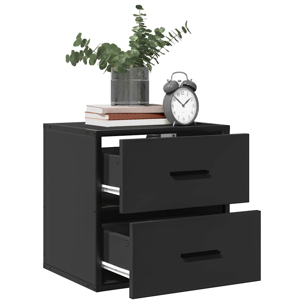 Wall-mounted Bedside Cabinets 2 pcs Black 40x31x39.5 cm